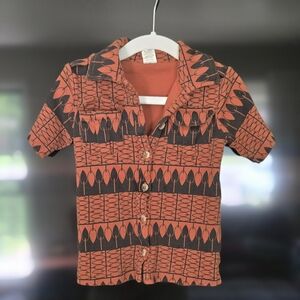 Kate Quinn | Orange and Black Button Up Short Sleeve | 3T